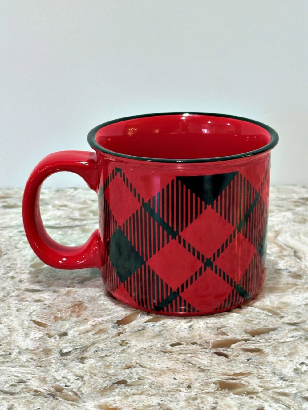 Bay Island Red Black Buffalo Plaid Coffee Mug Fall Winter Cozy Cabin Core 12 oz